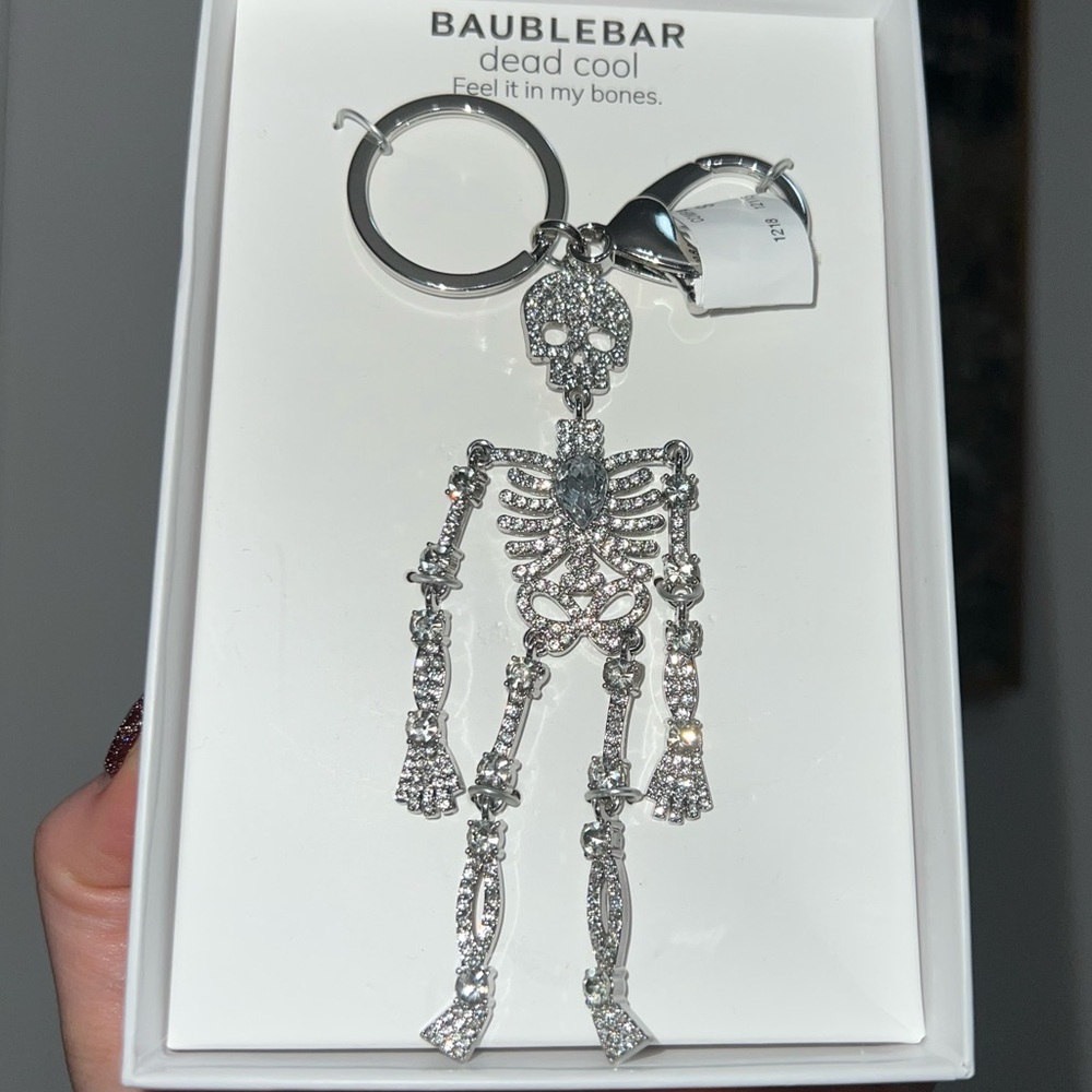 BaubleBar Rhinestone Metallic Skeleton Keychain - Picture 3 of 4